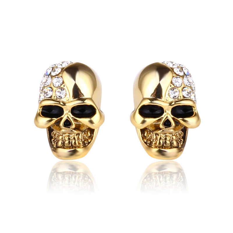 Personalisierte Ohrringe mit glänzendem Totenkopf für Damen und Herren sowie Retro-Ohrringe mit vielen Juwelen