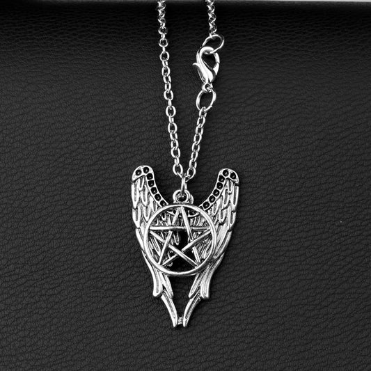 Women's & Men's & Ornament Five-pointed Star Wings Pendant Necklaces