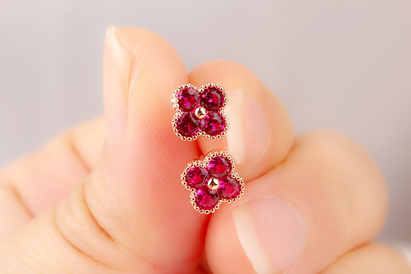 Fashion Ruby Sier Red Corundum Vielseitige Ohrringe