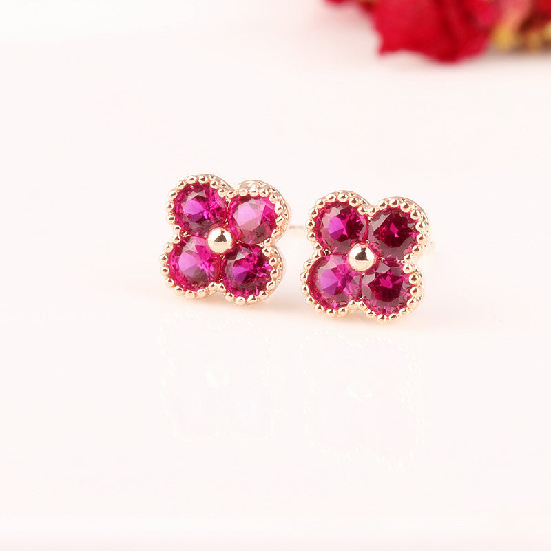 Fashion Ruby Sier Red Corundum Vielseitige Ohrringe