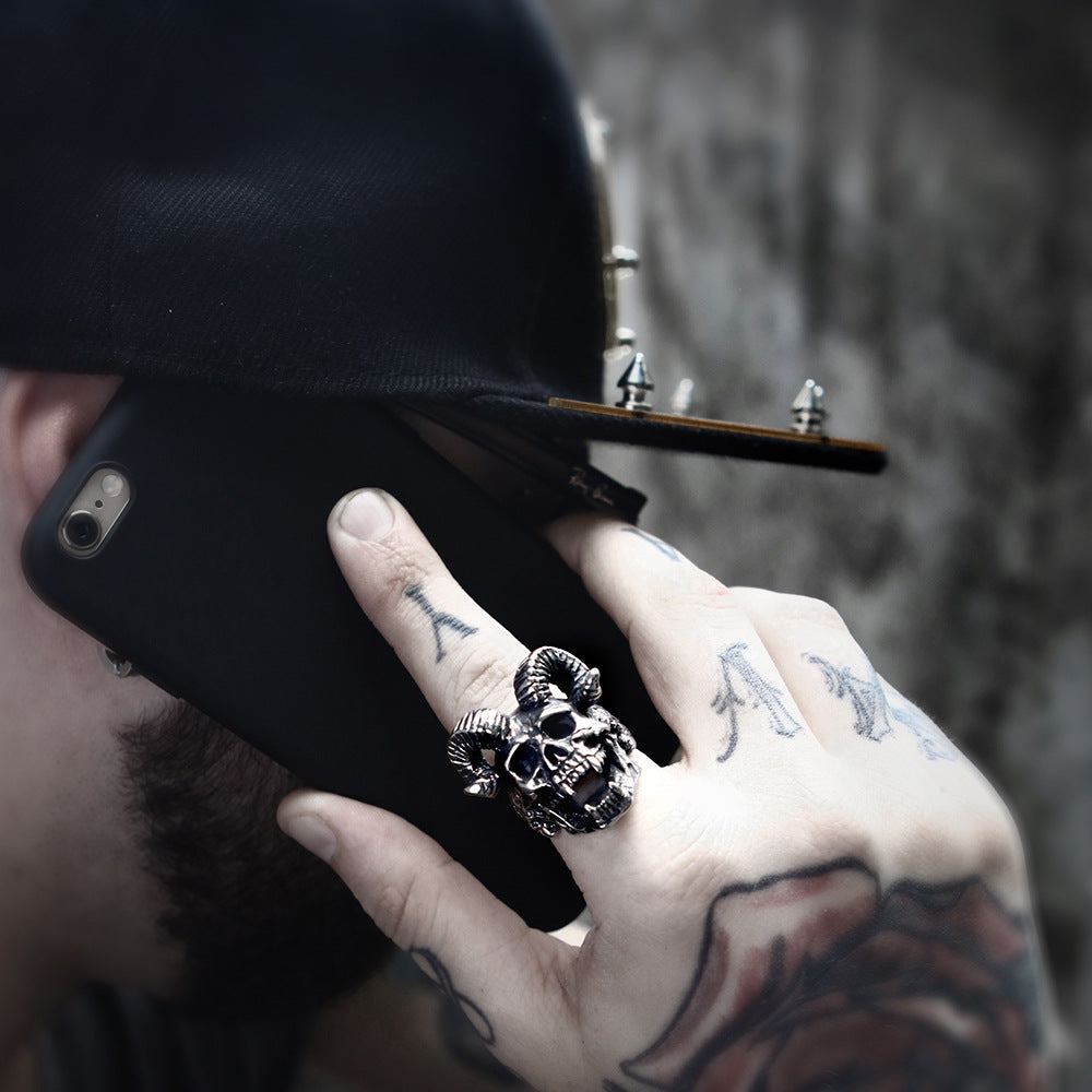 Men's Ornament Stainless Steel Casting Punk Satan Rings