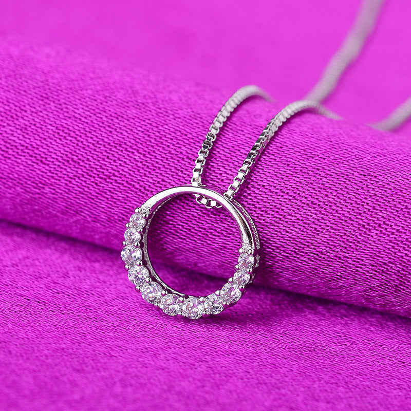 Women's Rhinestone Irregular Crescent Moon Pendant Korean Necklaces