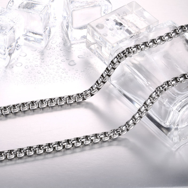 Women's & Men's Ornament Stainless Steel Square Pearl Chain Trendy Fashion And Necklaces