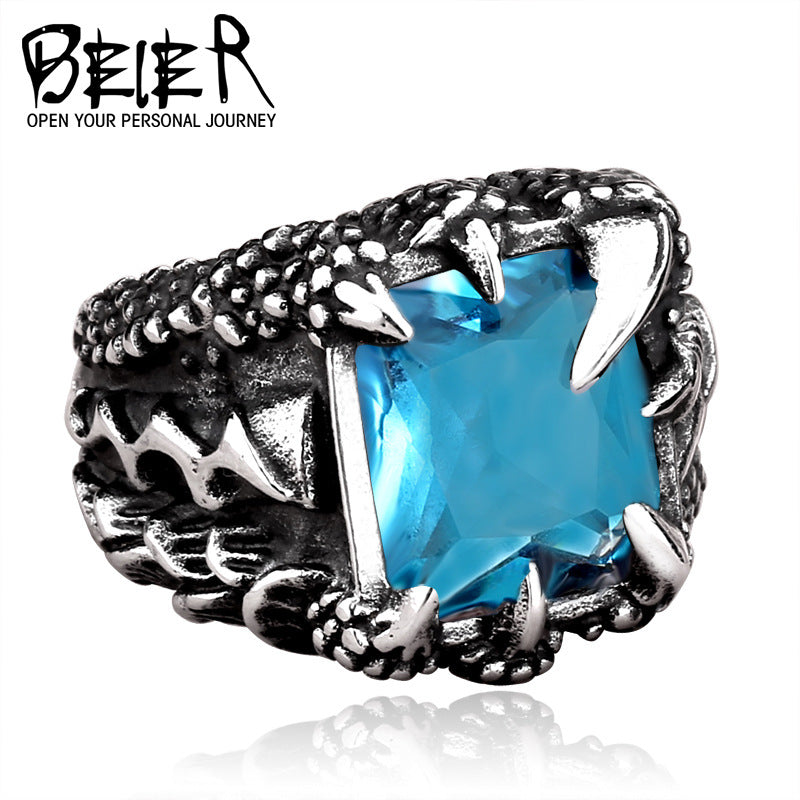 Men's Retro Ornament Titanium Steel Zircon Domineering Personalized Rings