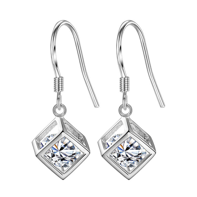 Cube Love Window Sier Fashion Square Block For Earrings