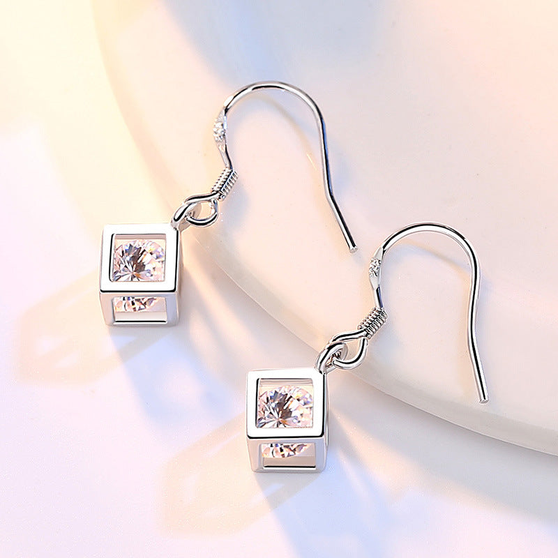 Cube Love Window Sier Fashion Square Block For Earrings