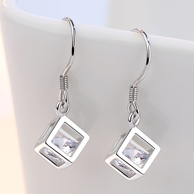 Cube Love Window Sier Fashion Square Block For Earrings