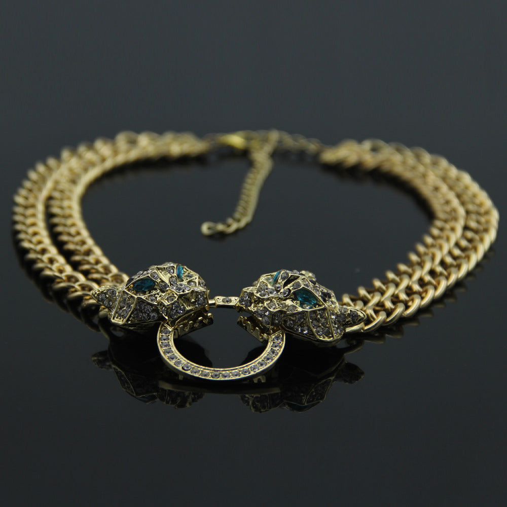 Colliers avec pendentif tête de léopard et diamants pour femmes