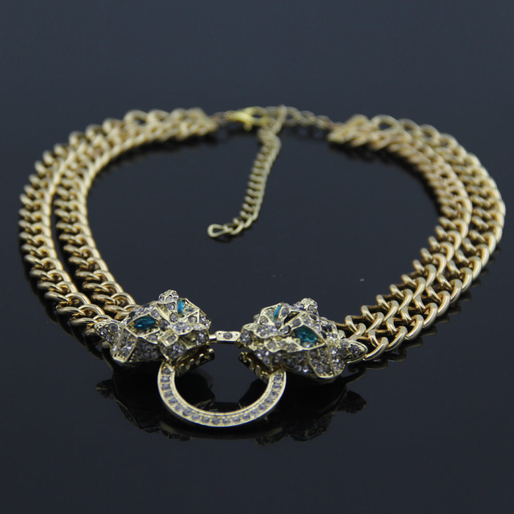 Colliers avec pendentif tête de léopard et diamants pour femmes