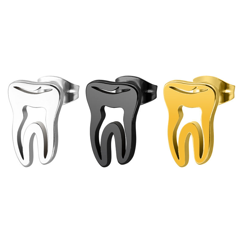 Men's Titanium Steel Stainless Gold Tooth Exaggerated Rings