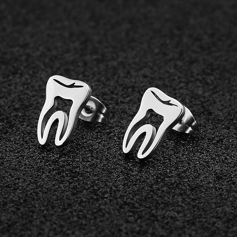 Men's Titanium Steel Stainless Gold Tooth Exaggerated Rings