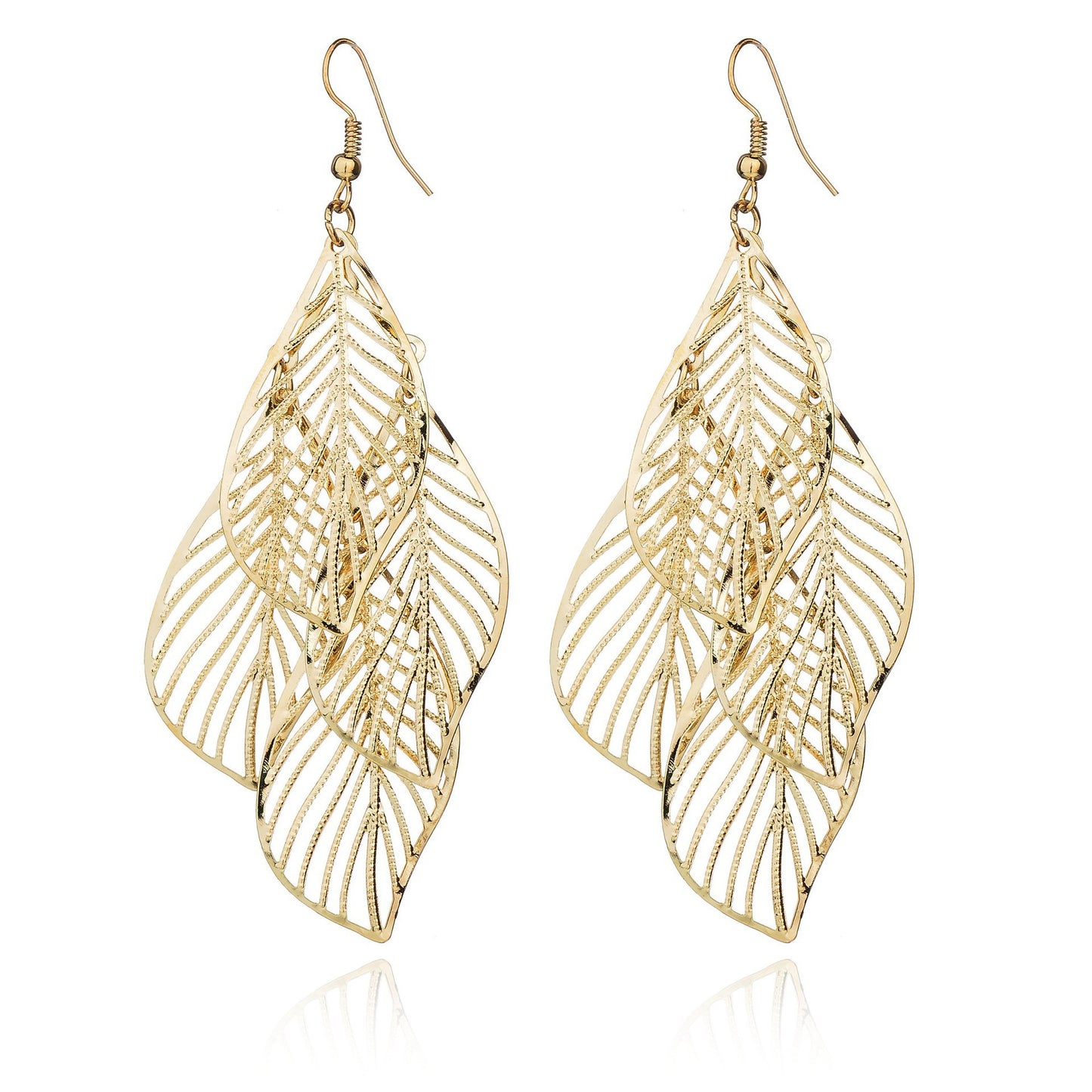 Women's Simple Exaggerated Leaf Metal Hollow Ear Earrings