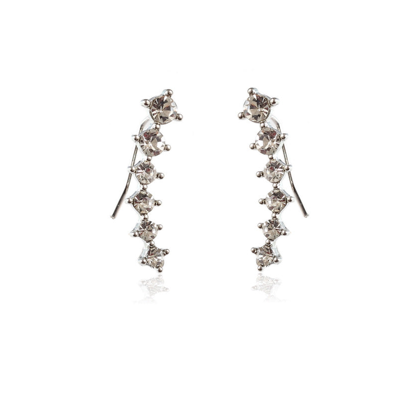 Boucles d'oreilles géométriques en pierre incrustée de mode pour femmes, dégradé complet de diamants
