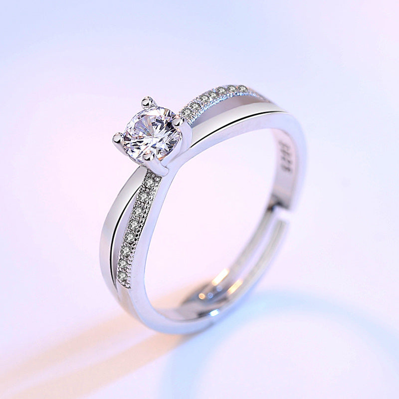 Women's Korean Style Stylish Open Diamond Cross Hipster Personality Ornament Rings