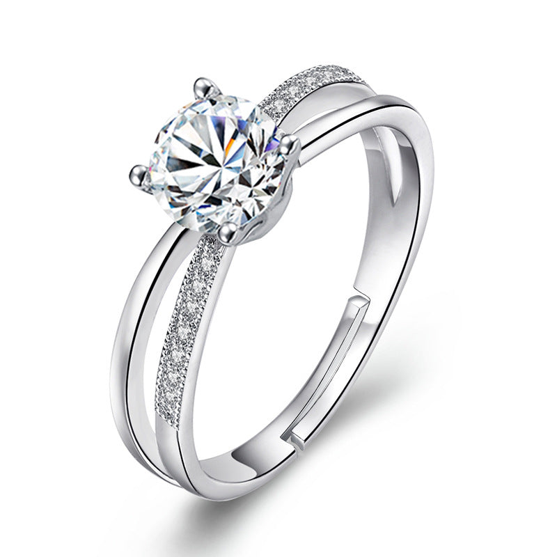Women's Korean Style Stylish Open Diamond Cross Hipster Personality Ornament Rings