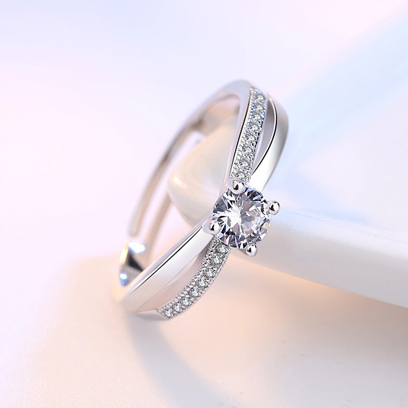 Women's Korean Style Stylish Open Diamond Cross Hipster Personality Ornament Rings