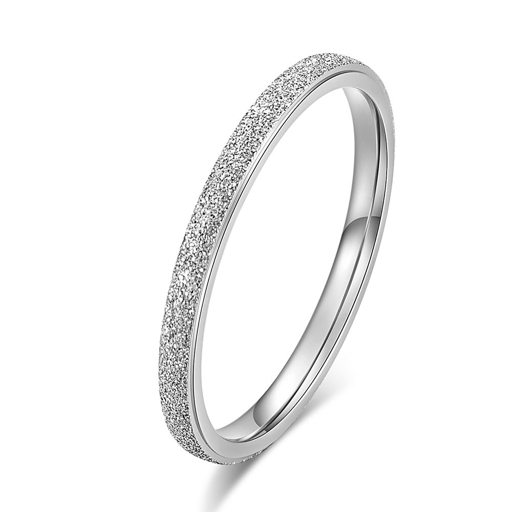Women's Frosted For Sier Temperament Pearl Sand Rings
