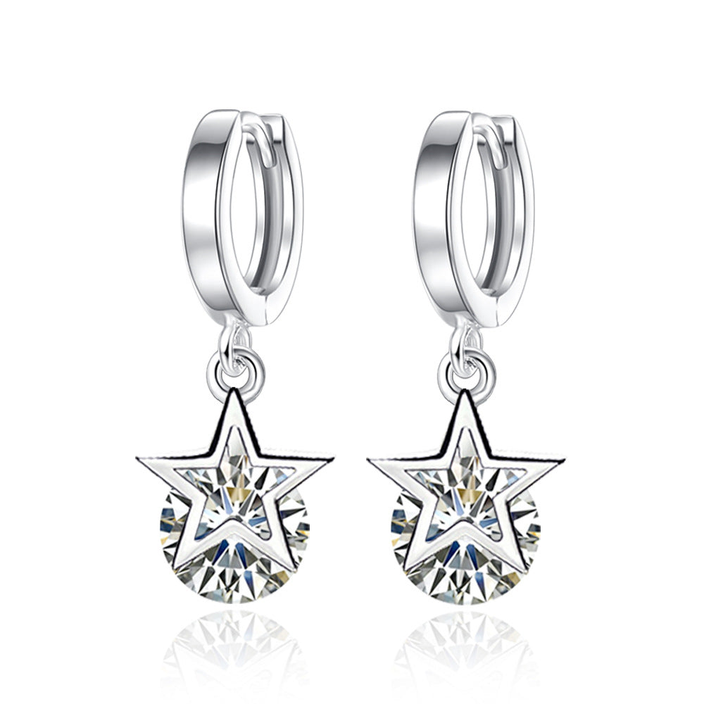 Five-pointed Star Sier Fashion About Simplified Version Earrings