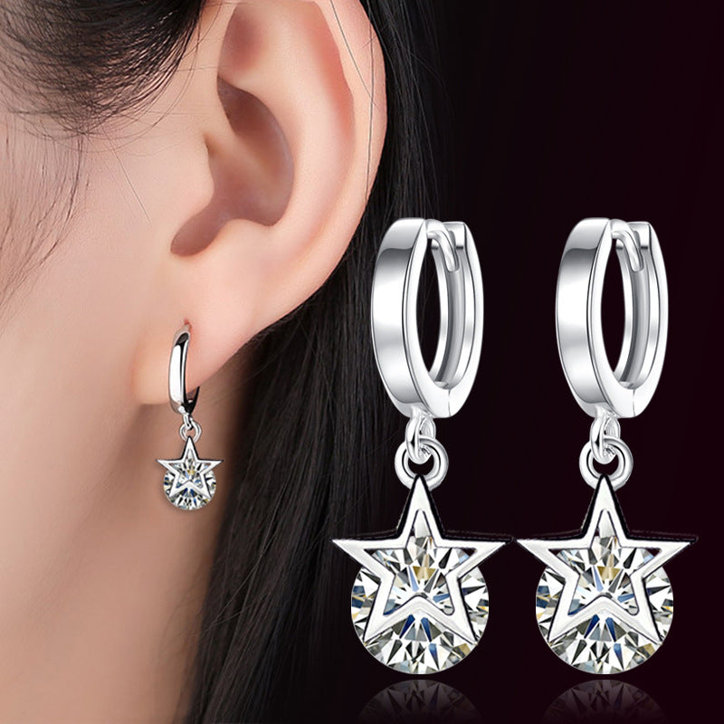 Five-pointed Star Sier Fashion About Simplified Version Earrings