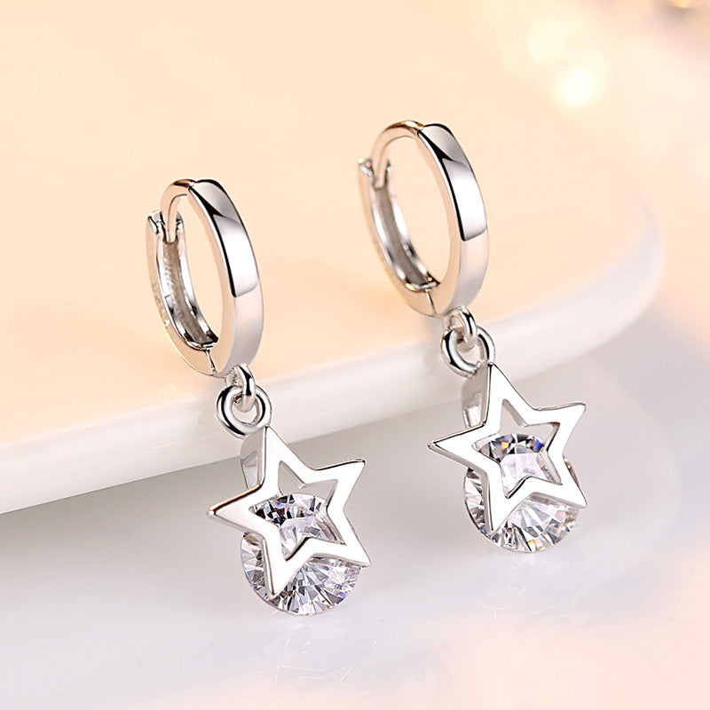 Five-pointed Star Sier Fashion About Simplified Version Earrings