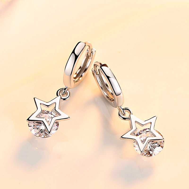 Five-pointed Star Sier Fashion About Simplified Version Earrings