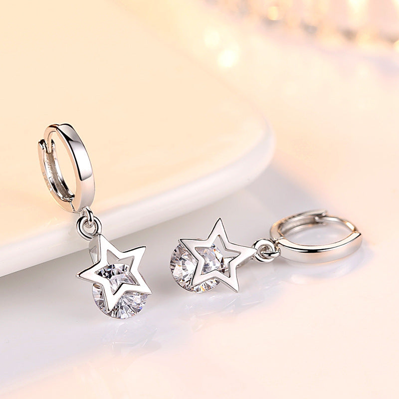 Five-pointed Star Sier Fashion About Simplified Version Earrings