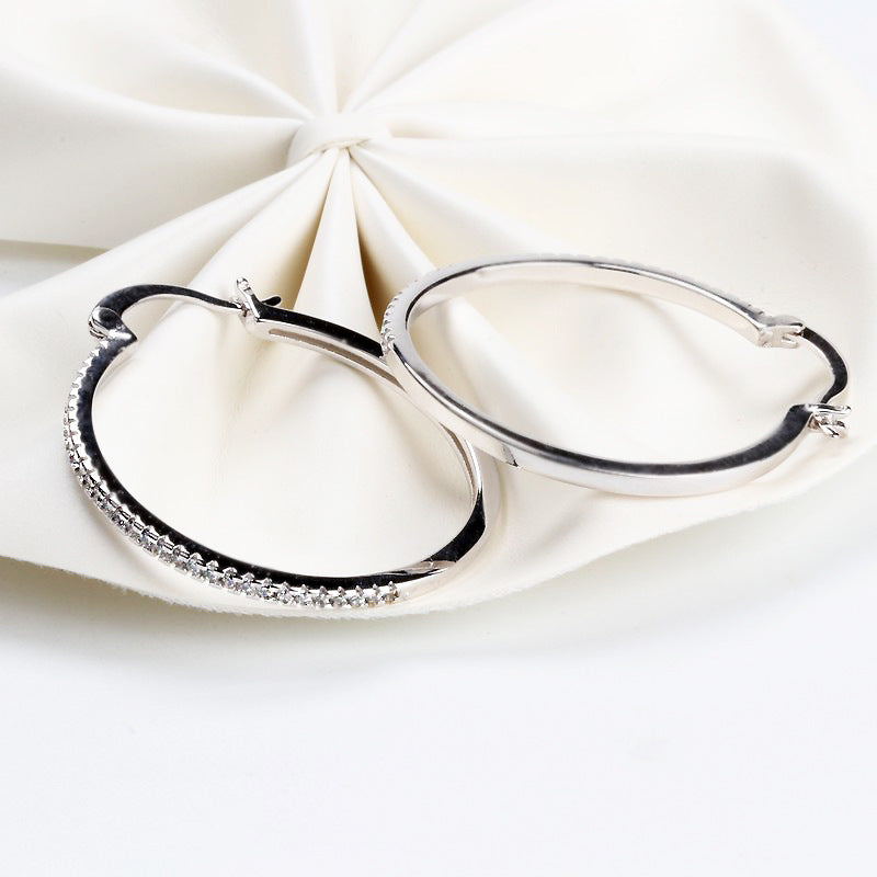 Women's Circle Inlaid Zircon Exaggerated Shiny Model Earrings