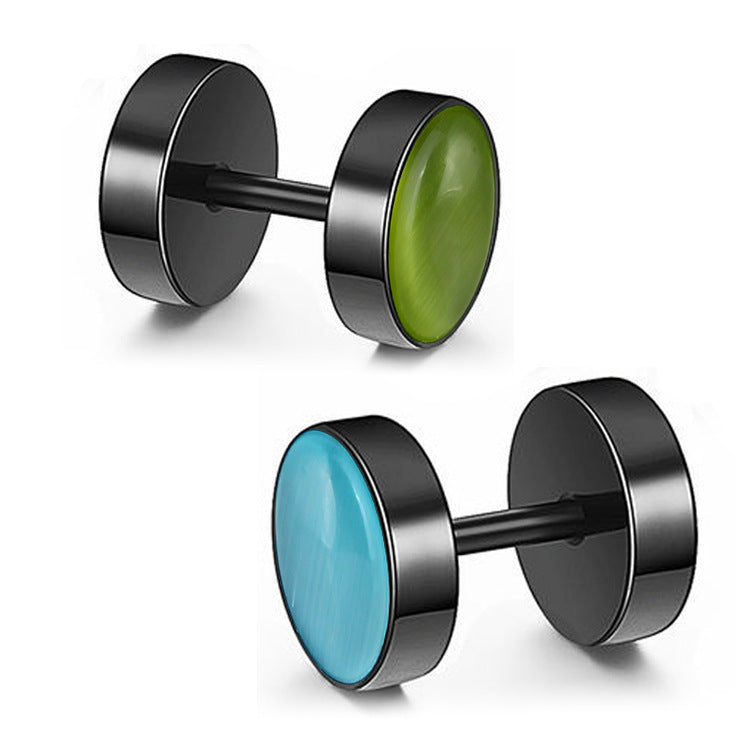 Allergic Barbell Opal Stone Ear Fashion Earrings