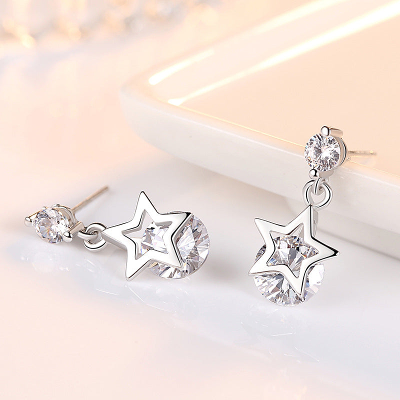 Women's Zircon Sier Jewelry Korean Fashion Starlight Earrings