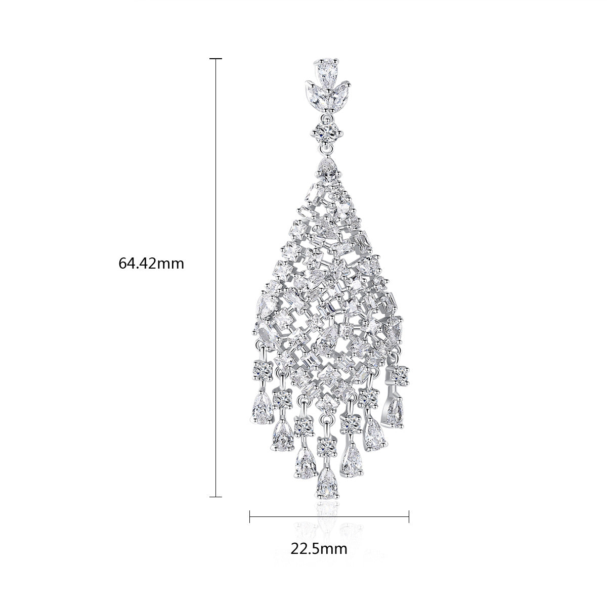 Women's Zircon Bridal Female Water Drop Exaggerated Tassel Earrings
