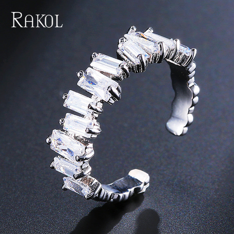 Geometrische trapezförmige Zirkon-koreanische Mode-offene Ringe für Damen