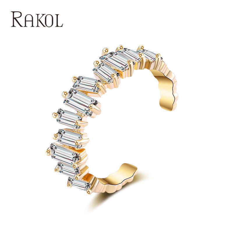 Geometrische trapezförmige Zirkon-koreanische Mode-offene Ringe für Damen