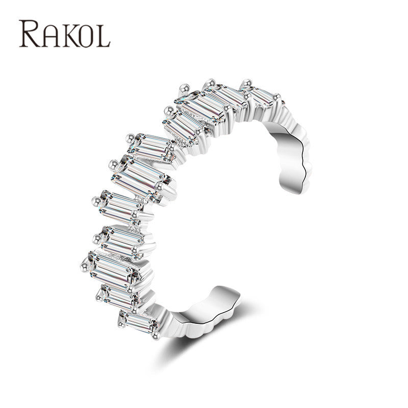 Geometrische trapezförmige Zirkon-koreanische Mode-offene Ringe für Damen