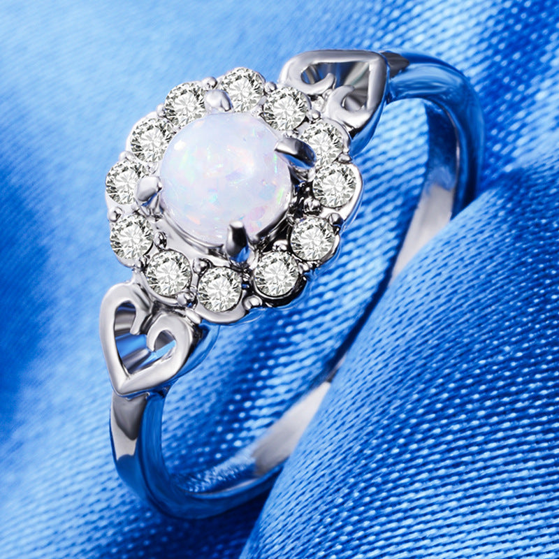 Damen-Schmuckringe mit Opal-Paar und Diamanten in Herzform