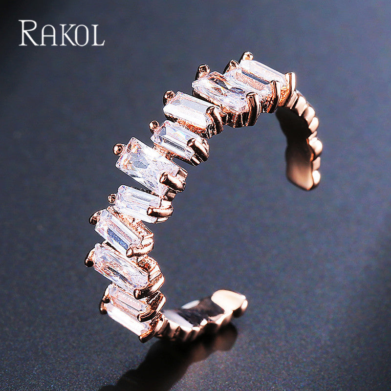 Geometrische trapezförmige Zirkon-koreanische Mode-offene Ringe für Damen