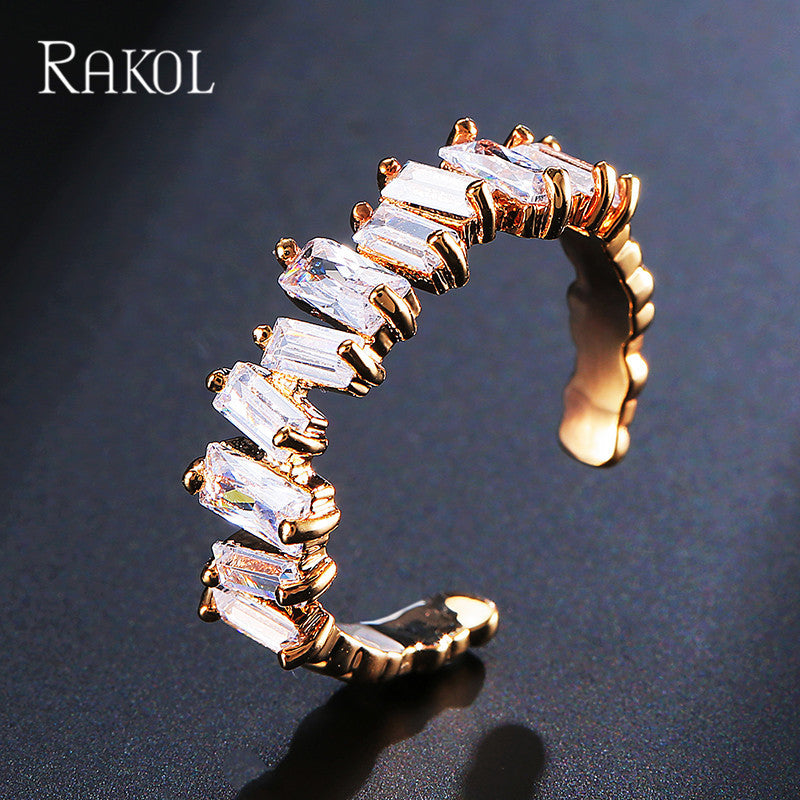 Geometrische trapezförmige Zirkon-koreanische Mode-offene Ringe für Damen