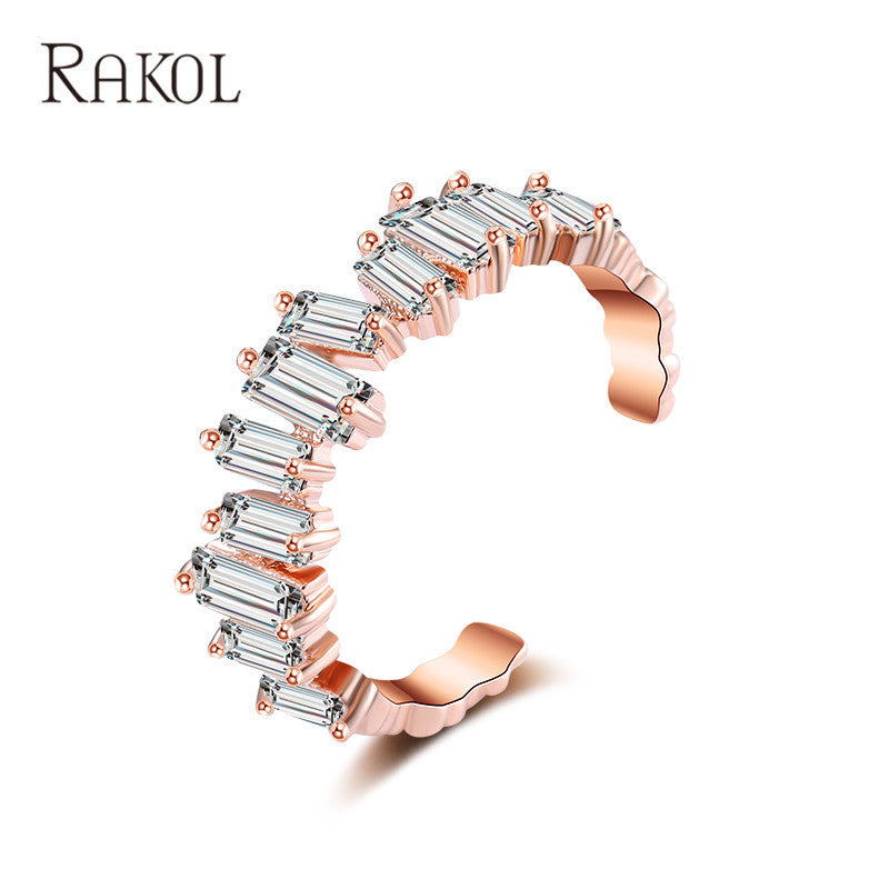 Geometrische trapezförmige Zirkon-koreanische Mode-offene Ringe für Damen