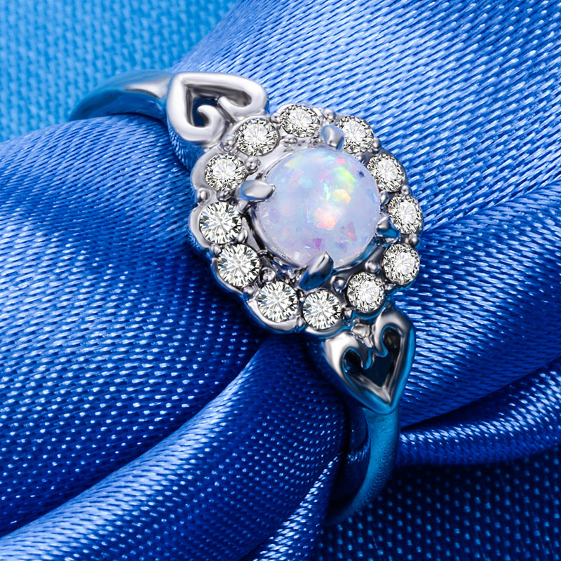 Damen-Schmuckringe mit Opal-Paar und Diamanten in Herzform