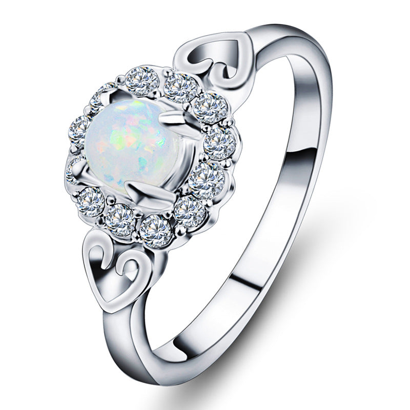 Damen-Schmuckringe mit Opal-Paar und Diamanten in Herzform