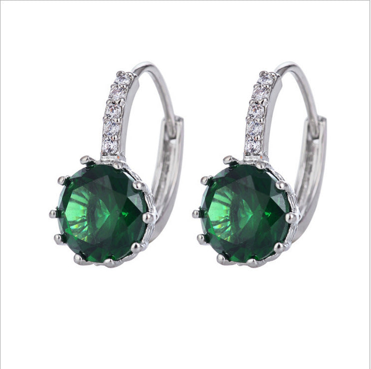 Style Round Super Flash Zircon Simple Elegant Earrings