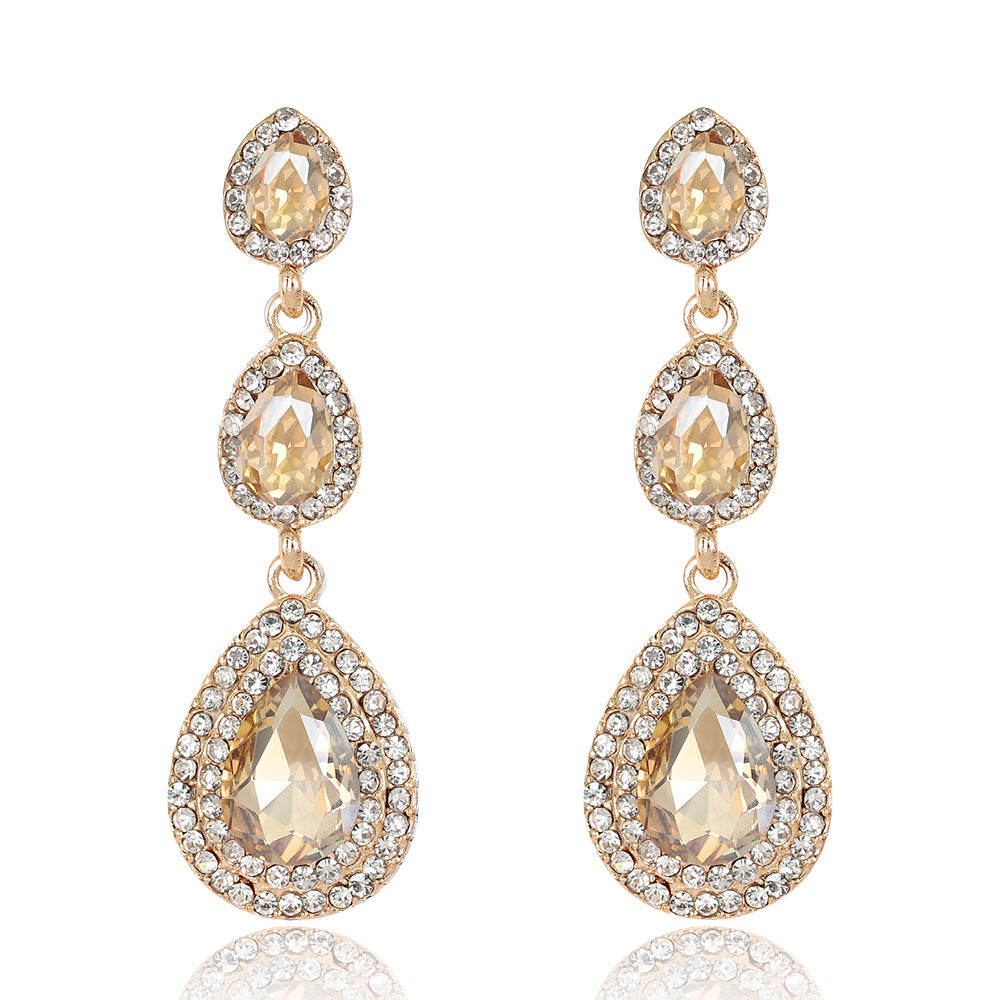 Eleganter Luxus-Schmuck, übertriebene Strass-Brautohrringe