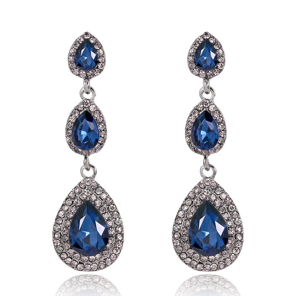 Eleganter Luxus-Schmuck, übertriebene Strass-Brautohrringe