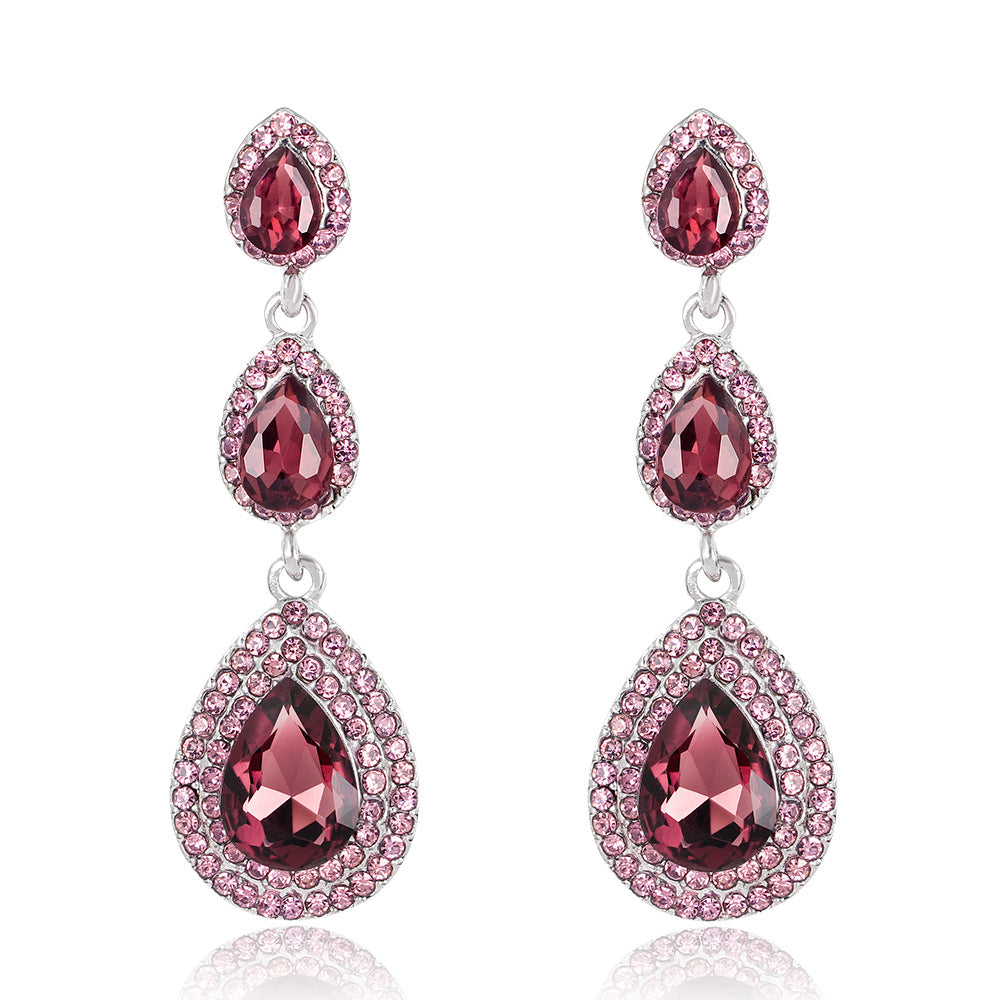 Eleganter Luxus-Schmuck, übertriebene Strass-Brautohrringe