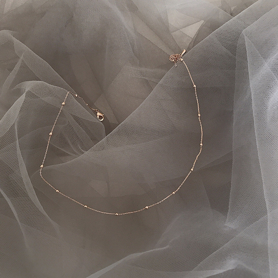 Slim Retro Interval Small Beads Short Necklaces