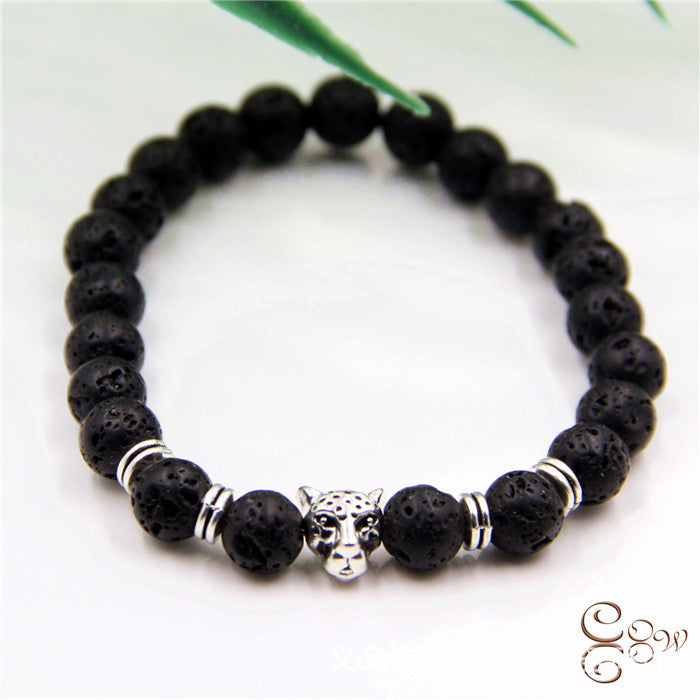 Hot Vintage Frosted Stone Volcanic Rock Lion Leopard Bracelets