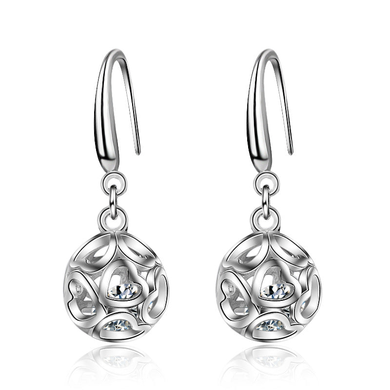 Female Double Raw Flower Ball Eardrops Ornament Earrings