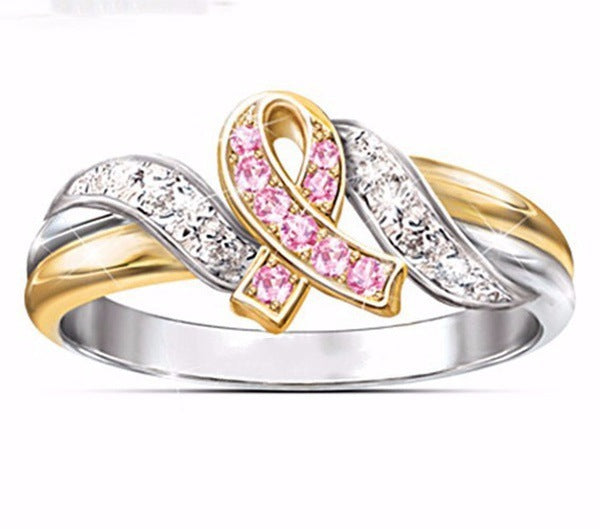 Women's Creative Ribbon Gold Plated Engagement Rings