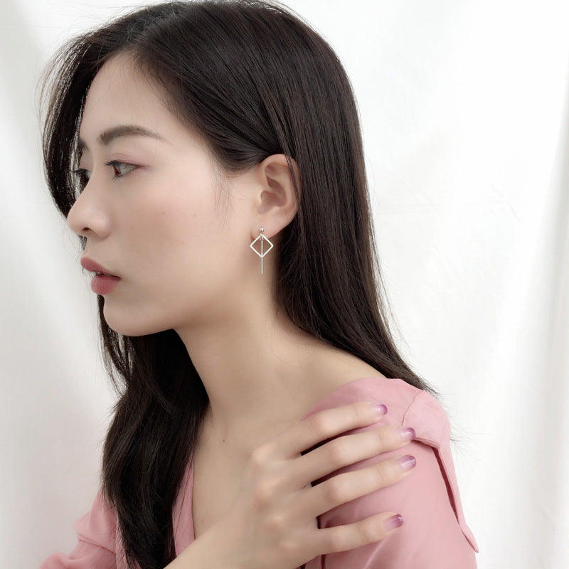 Women's Simple Geometric Long Strip Round Square Rings