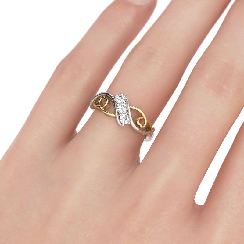 Herzförmige zweifarbige Zirkon-Kreativ-Mode-Diamantringe für Damen
