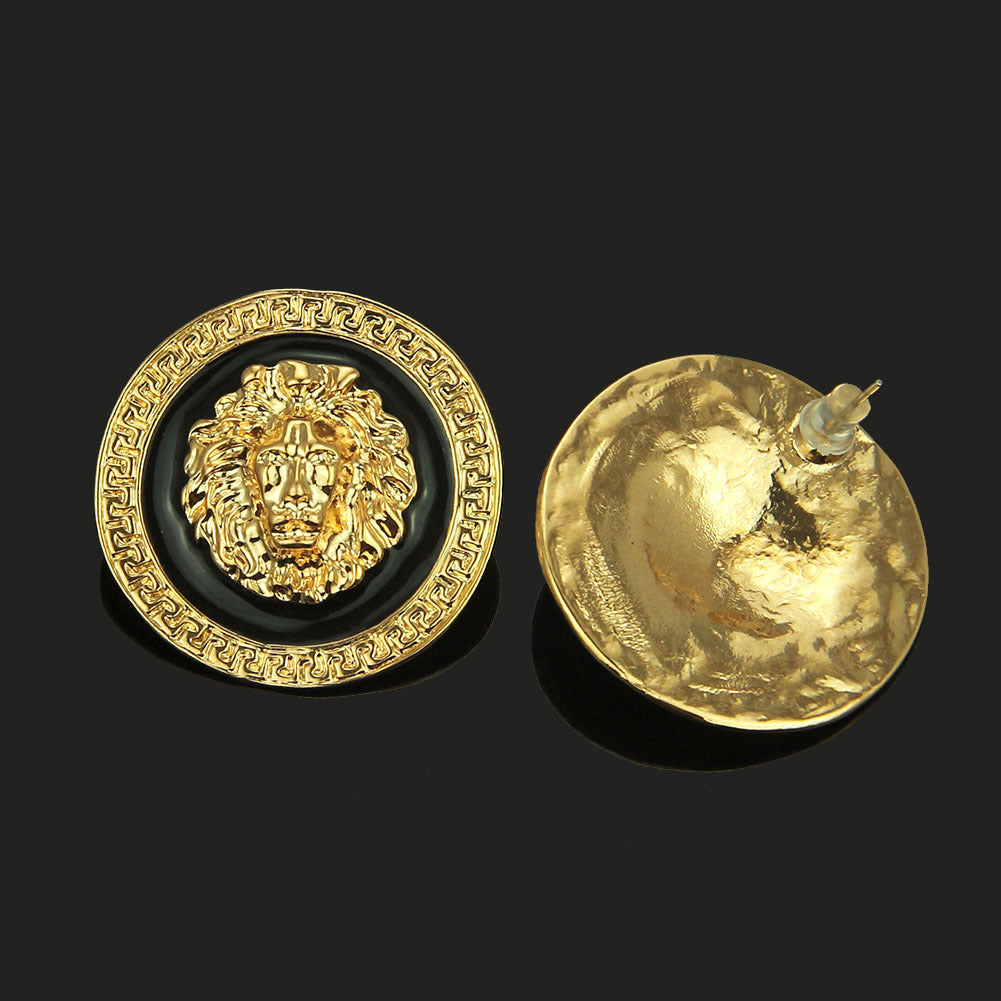 Women's Profile Fashion Quality Alloy Lion's Head Earrings